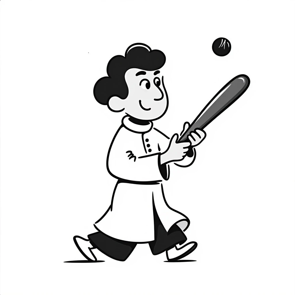 the pope playing cricket, hand drawn doodle style emoji