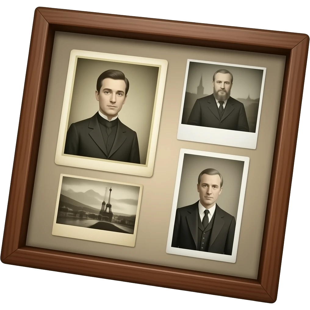 photo box with vintage daguerréotypie photos emoji
