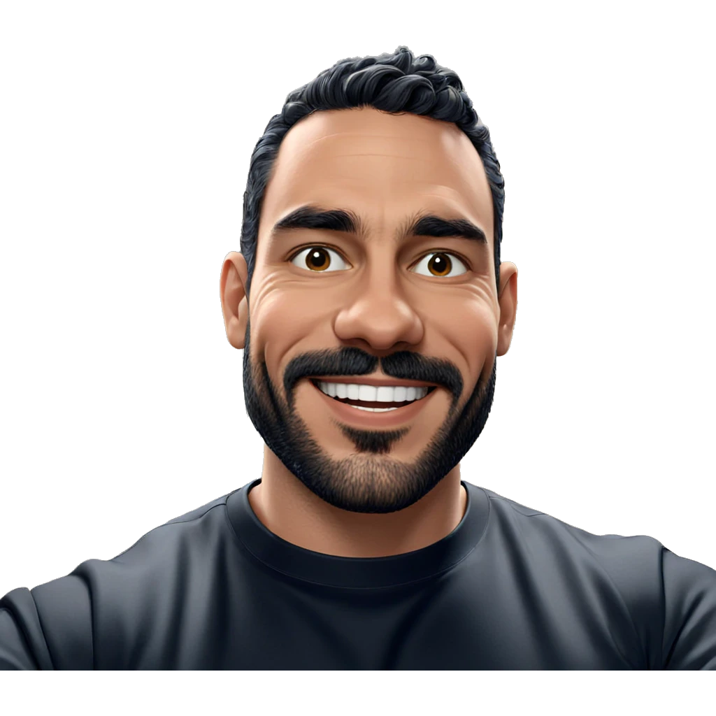 smiling male portrait in black emoji