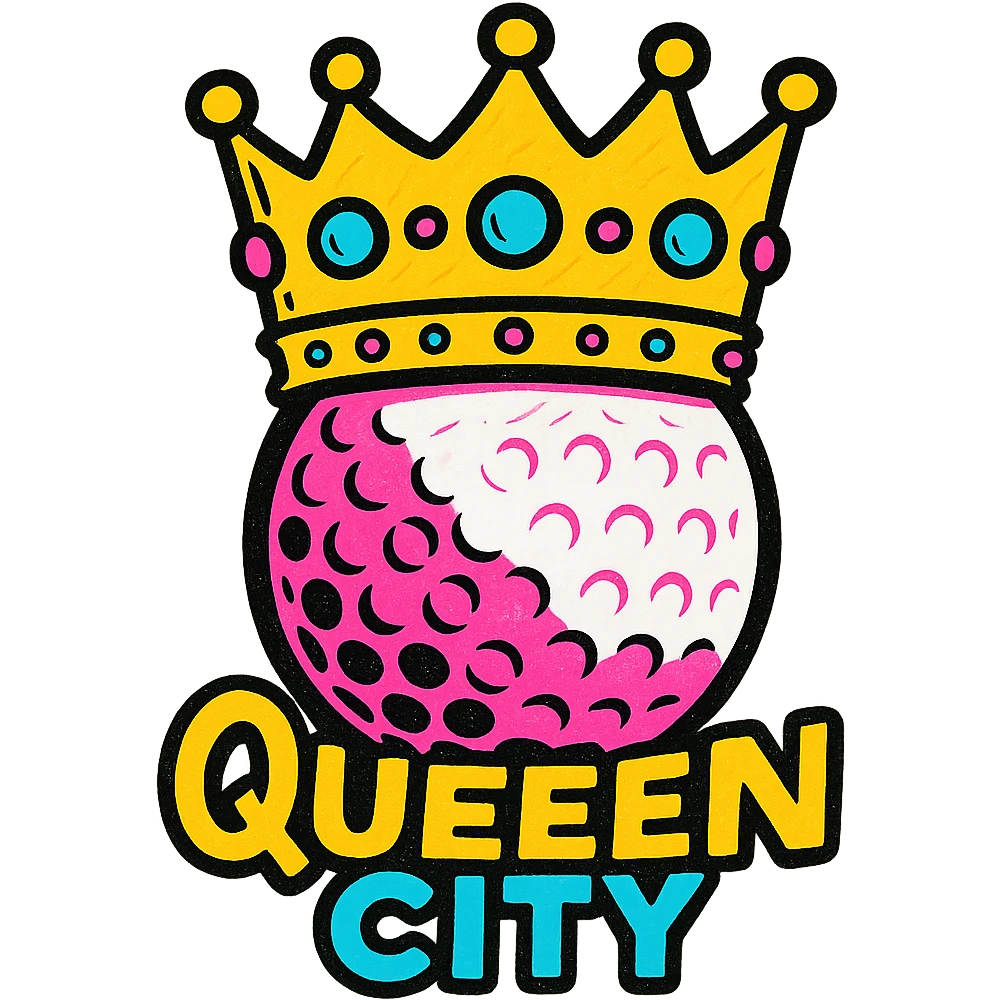 Add the text 'Queen City' in a stylish, modern font below the emoji, keeping the cool, energetic vibe. emoji
