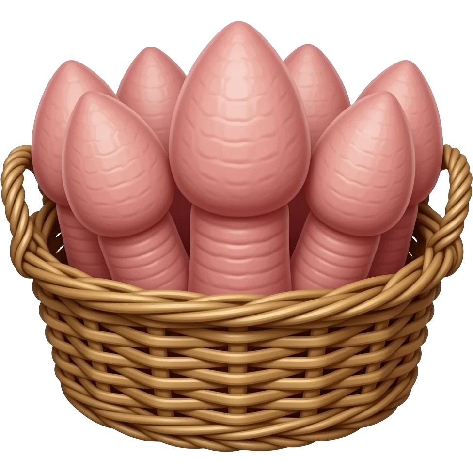 a basket full of detailed phallic penis shapes emoji