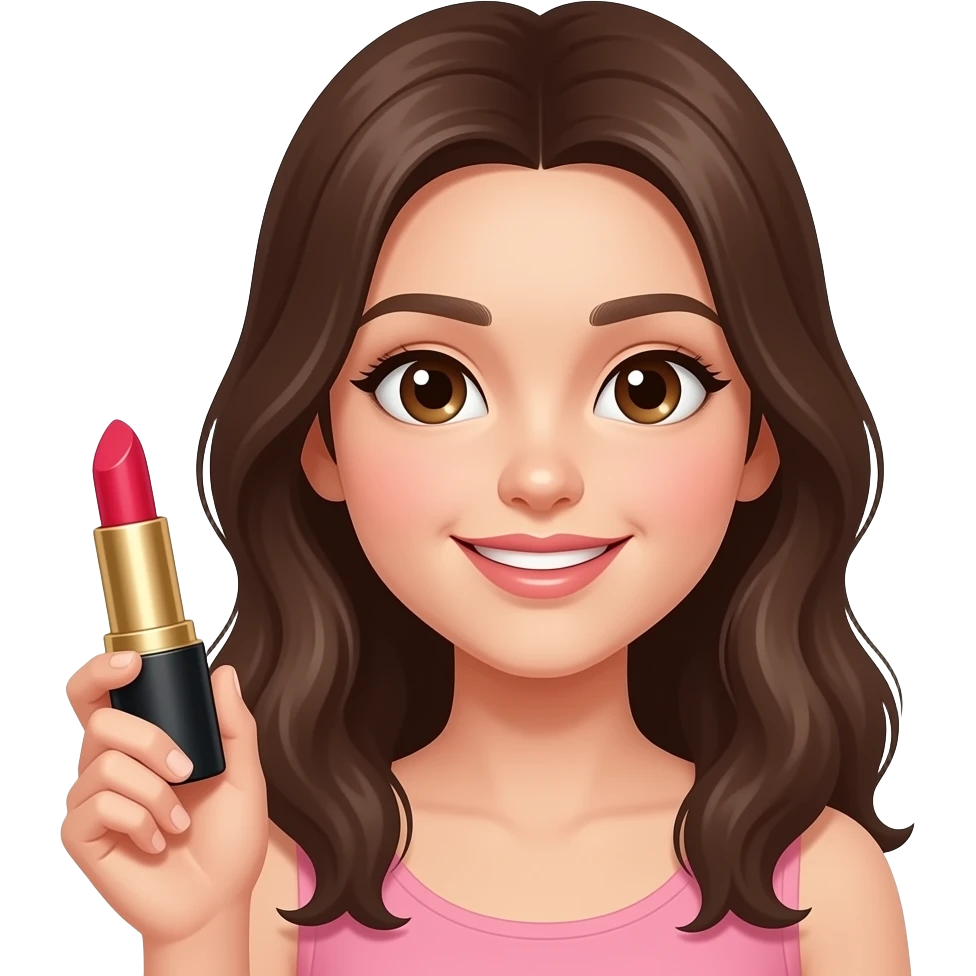 girl holding very big lipstick in hand emoji