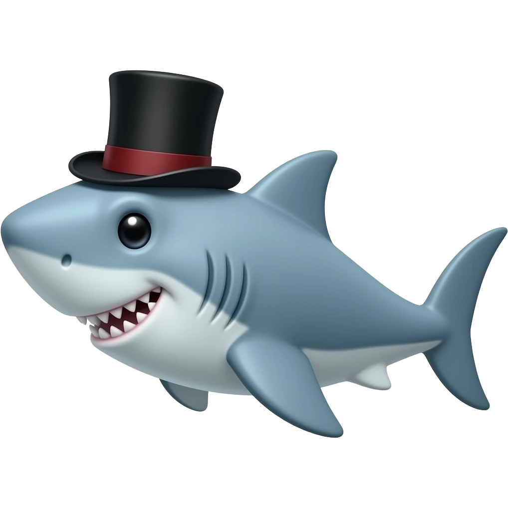 Shark with a top hat emoji
