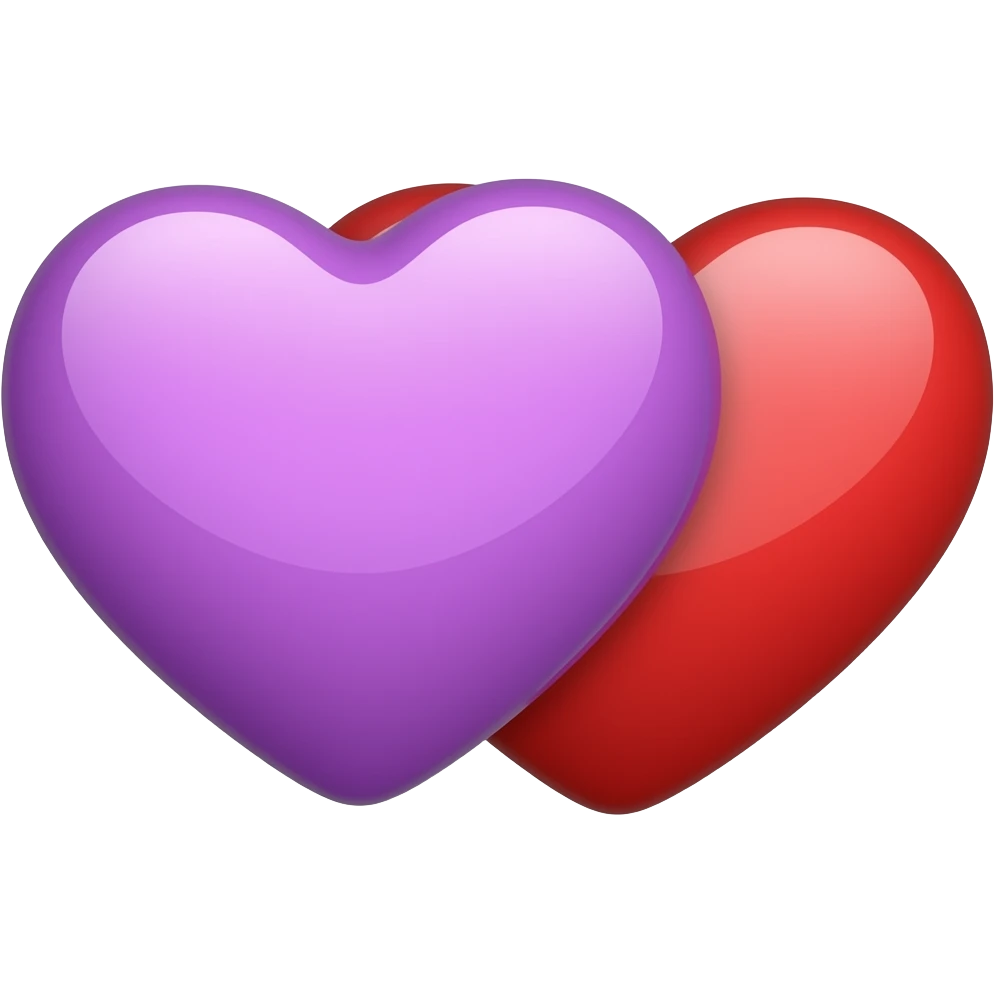 Purple heart over a red heart side by side emoji