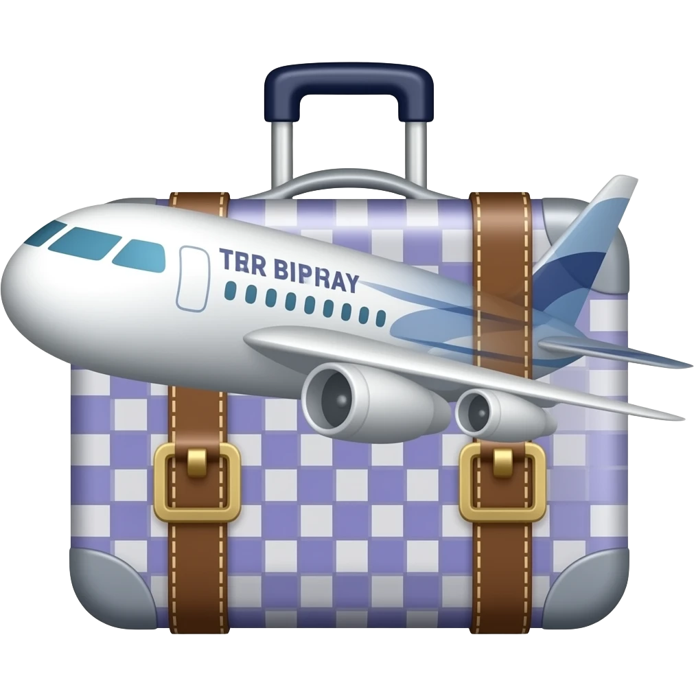 avion y maleta de viajes unidos en una conposicion emoji