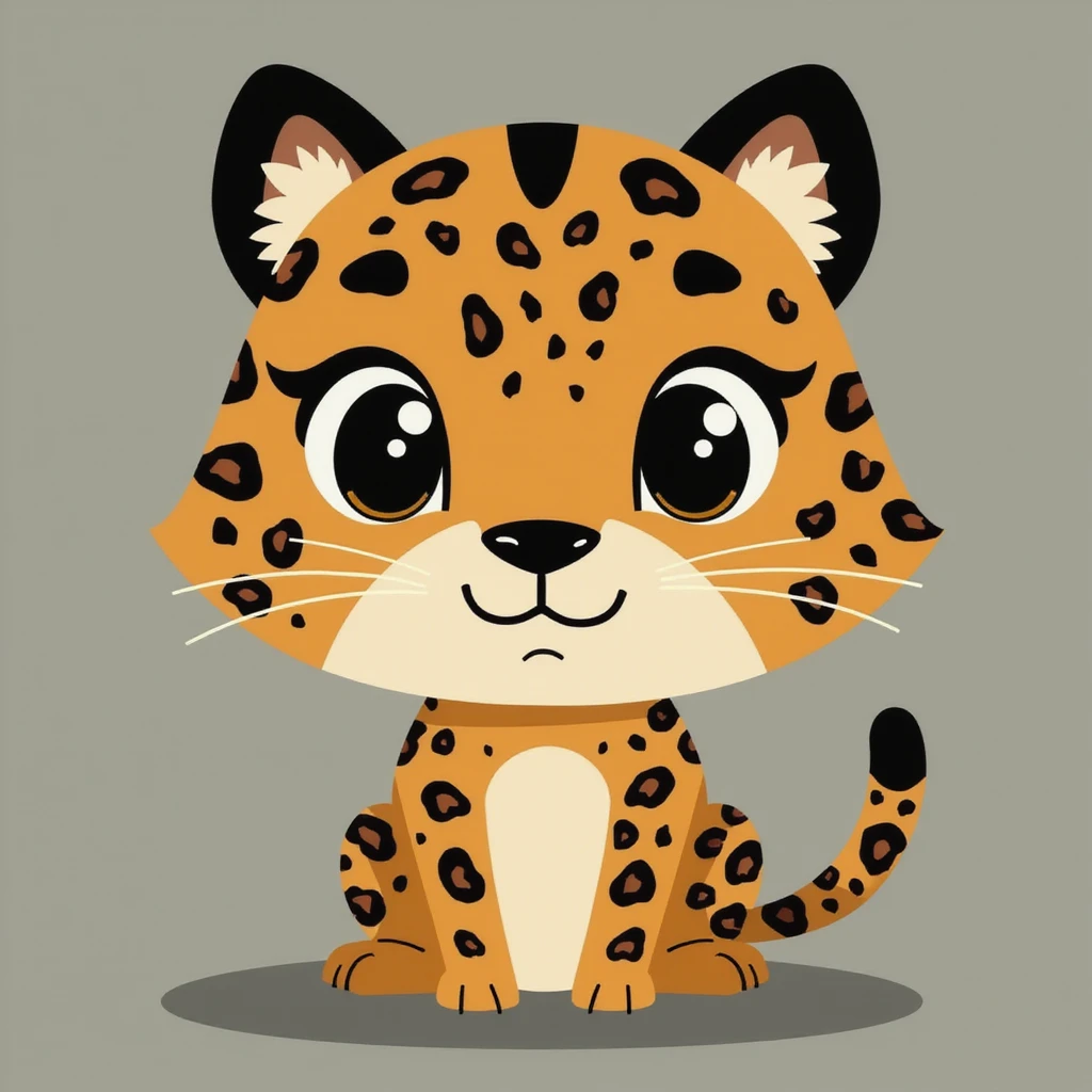 Flat design style leopard emoji