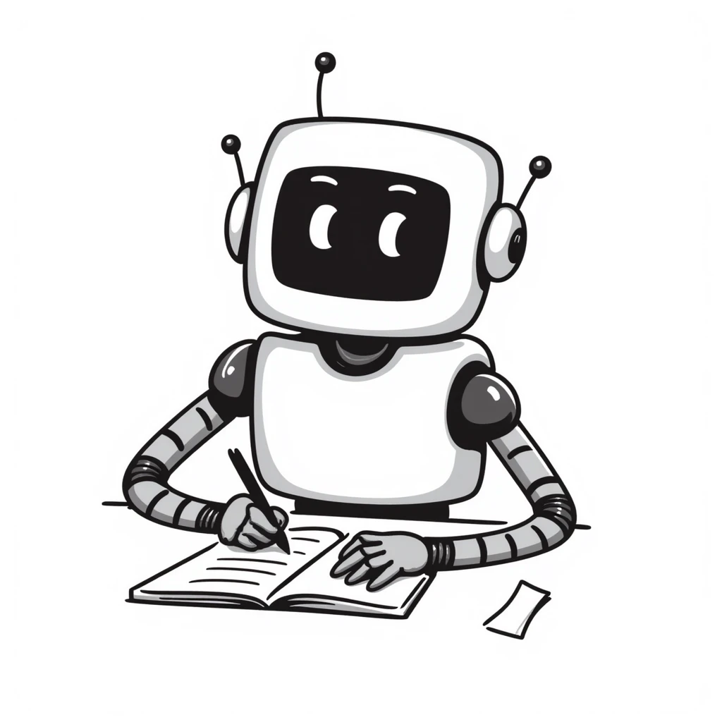 robot writing in a notebook emoji