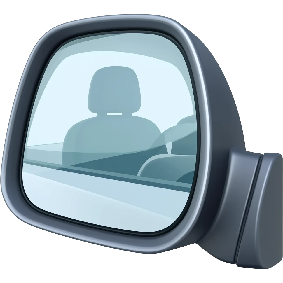 car side mirror with front view emoji