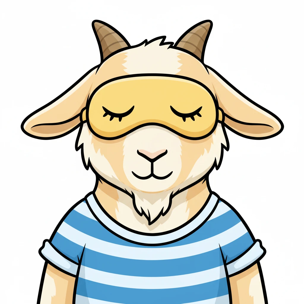 Open


Open


Open


Open
a goat with yellow sleep mask and wearing shirt, front view,  Frontal Top-Down Soft Light, white background, portrait, casual cartoon stylized game mobile emoji