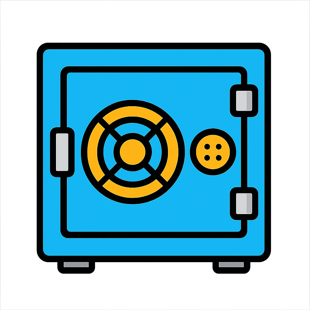 face fronting bank vault, color icon style, clean lines, modern, secure, metallic details emoji