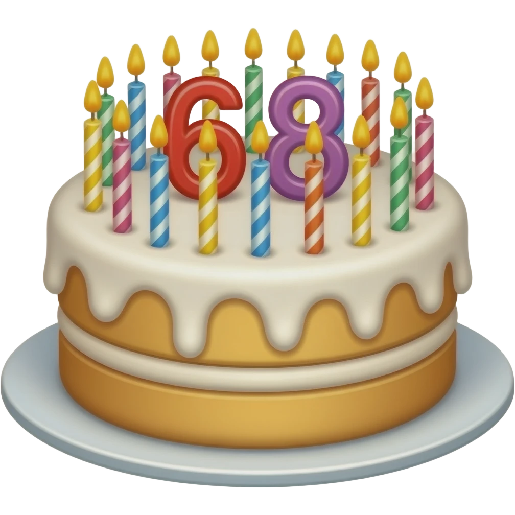 birthday cake with 68 candles emoji