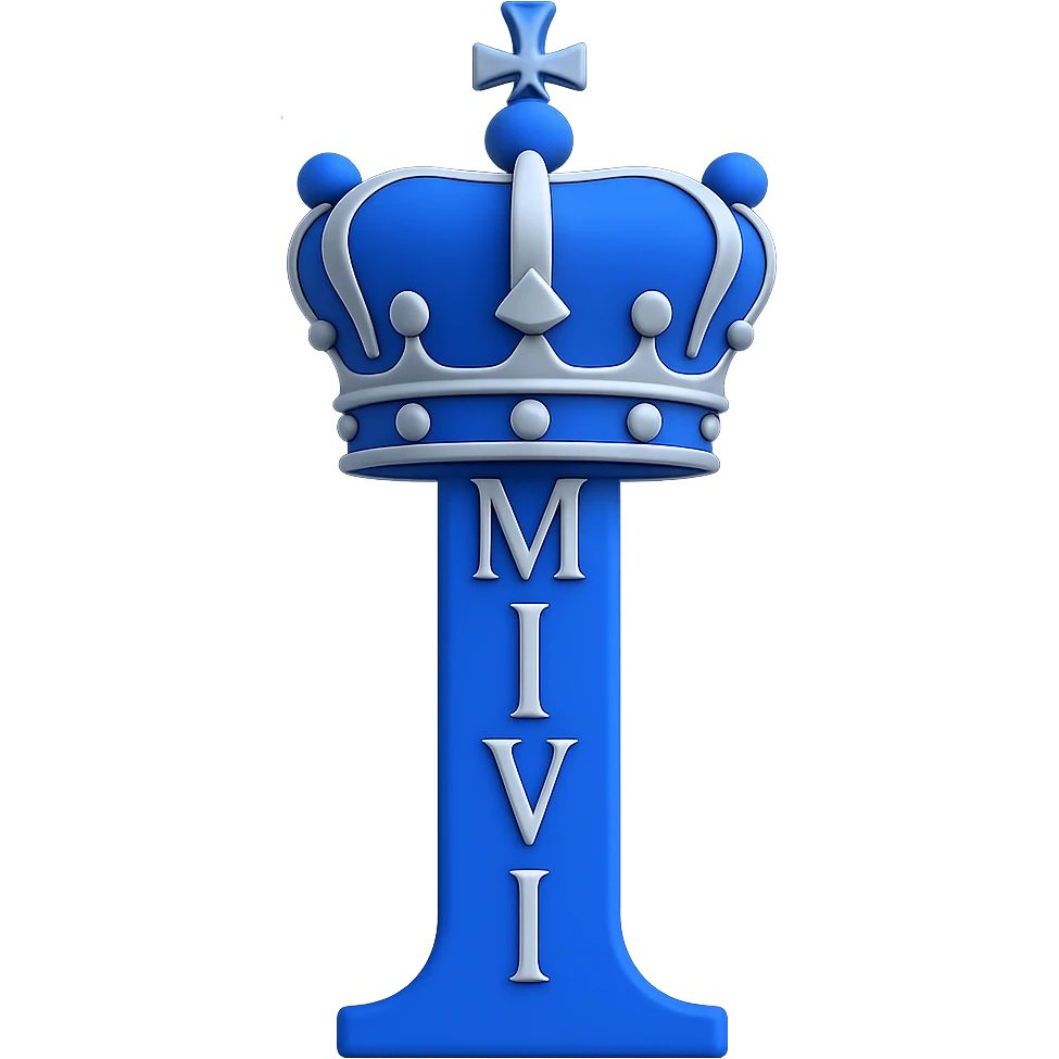 Add a royal crown on top of the Roman numeral II, keep the royal blue, white, and silver colors, in a 3D emoji style. Remove the background. emoji