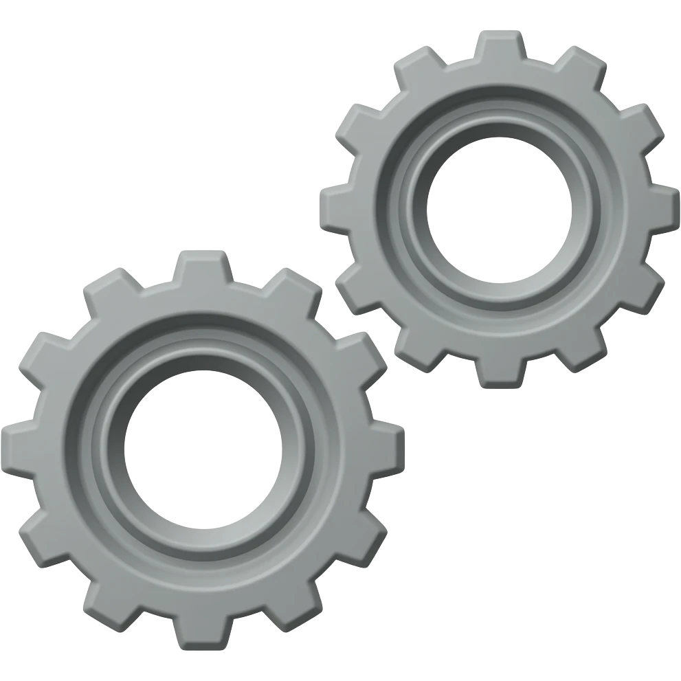 crea un emotiocno de represente 2 engranajes grises sin cara emoji
