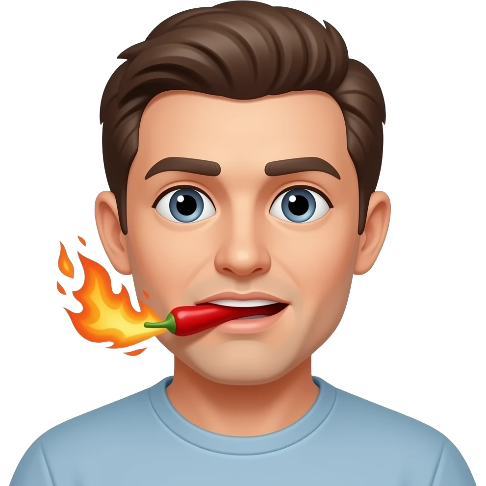 شخص يحترق من أكل الفلفل emoji