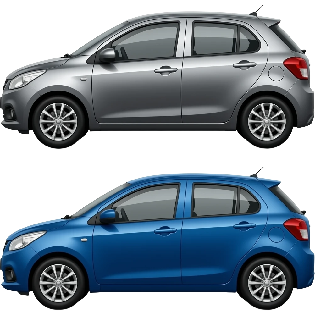 silver and black maruti suzuki victoris &  blue  and black maruti suzuki victoris  side by side (left and right but cars looking at each other) note part at the windows height and above are and top are black emoji