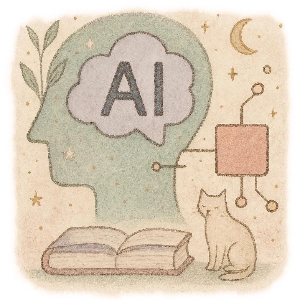

A gentle, poetic digital illustration in the style of “Jardim da Ju”. The scene blends nature, cosmos and tenderness — hand-drawn lines, soft textures, and muted pastel tones (sage green, lilac, rose, cream). Elements like leaves, stars, cats, books, and celestial details coexist naturally. The mood is magical yet grounded, evoking sensitivity, reflection, and quiet intelligence. The lighting is warm and dreamy, with delicate sparkles and organic shapes. Artistic style: watercolor + fine line art, minimal, elegant, emotional and intimate.


(use conforme a IA utilizada)

Mood: magical realism, soft light, emotional, feminine, intellectual

Style keywords: watercolor, fine ink lines, pastel tones, digital illustration, cozy, slow aesthetic, minimal poetic composition

Colors: #9BA48A (verde sálvia), #E6B7B1 (rosa suave), #D0C3CC (lavanda névoa), #F6F1E7 (papel de chá), #2D2D2F (grafite noturno)

Objects recorrentes: folhas, flores, livros, chá, gatos, estrelas, constelações, velas, mãos, janelas abertas, estufas, estantes, sementes, instrumentos musicais

Emoção central: sensibilidade lúcida — calma, introspectiva e real emoji