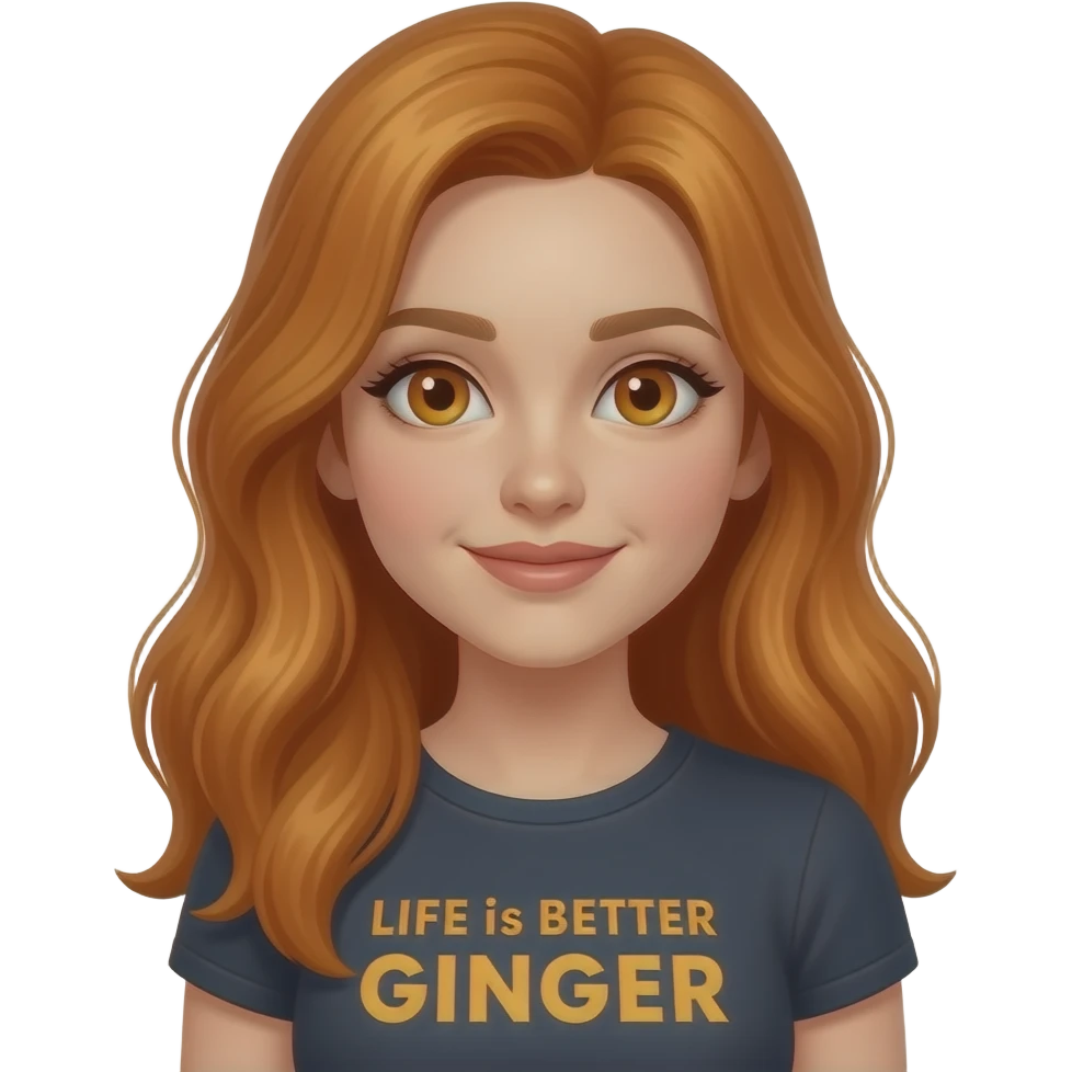 sexy girl with overlong ginger hair and ginger eyes a top with LIFE is BETTER with a GINGER written on it emoji
