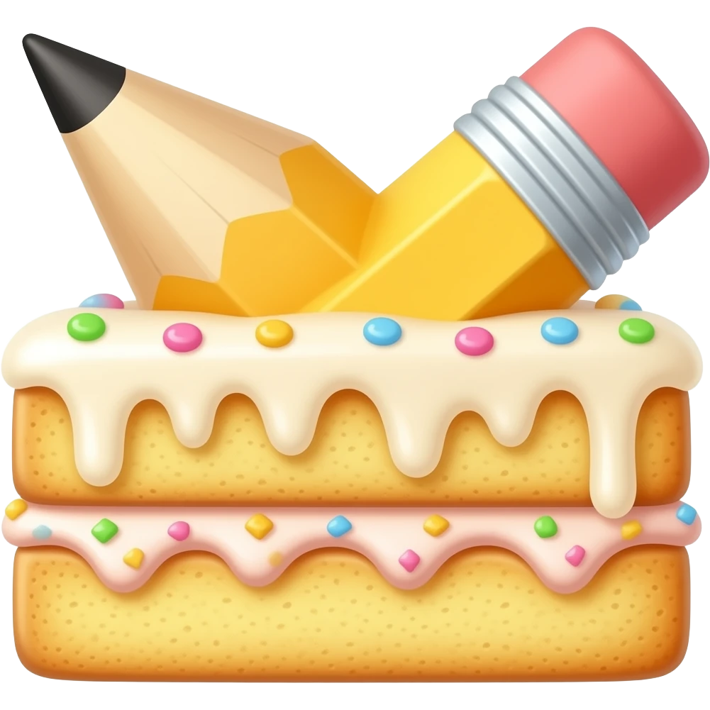 A pencil made of cake emoji