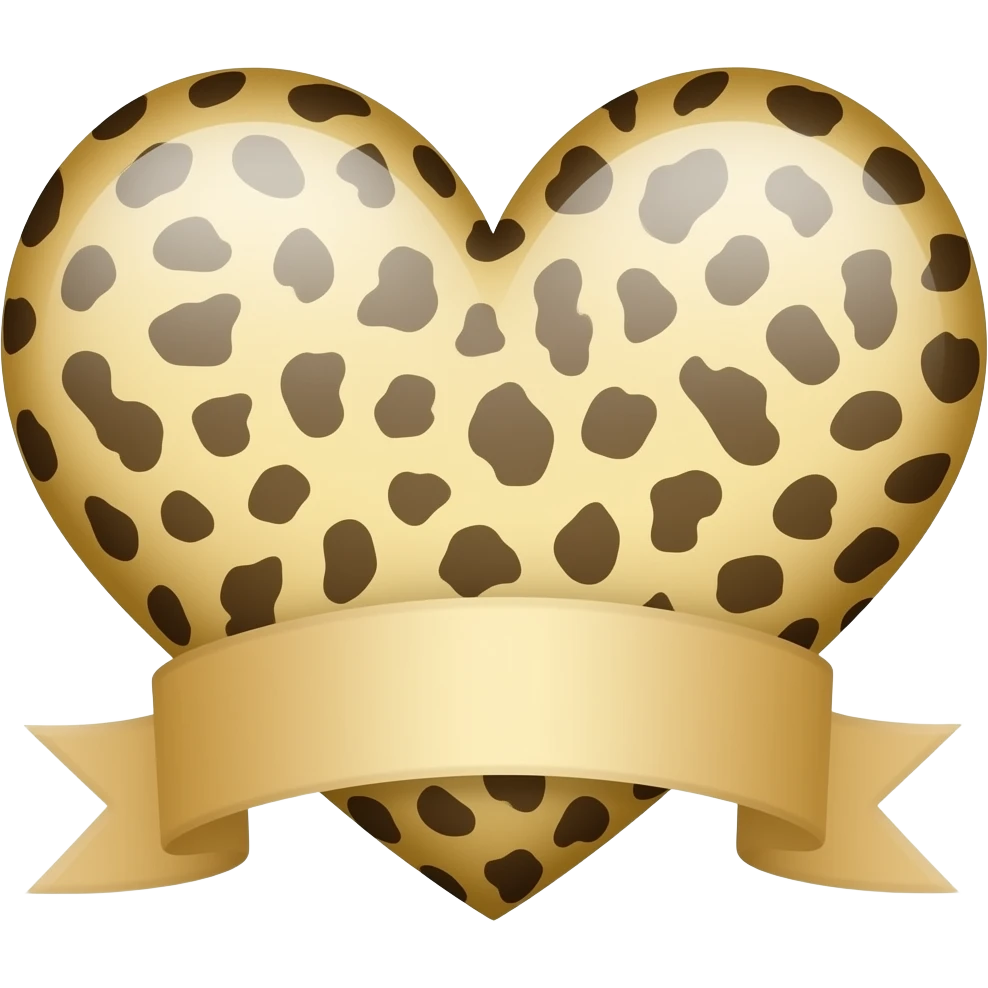 Beige Leopard heart with a ribbon emoji