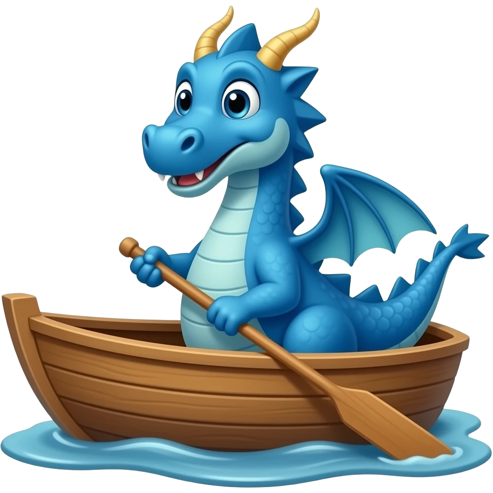 Blue dragon driving a boat emoji