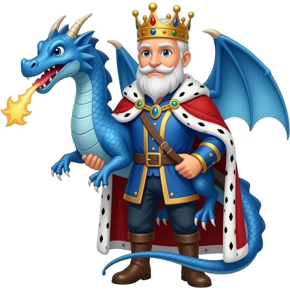 Blue dragon being held by a king emoji