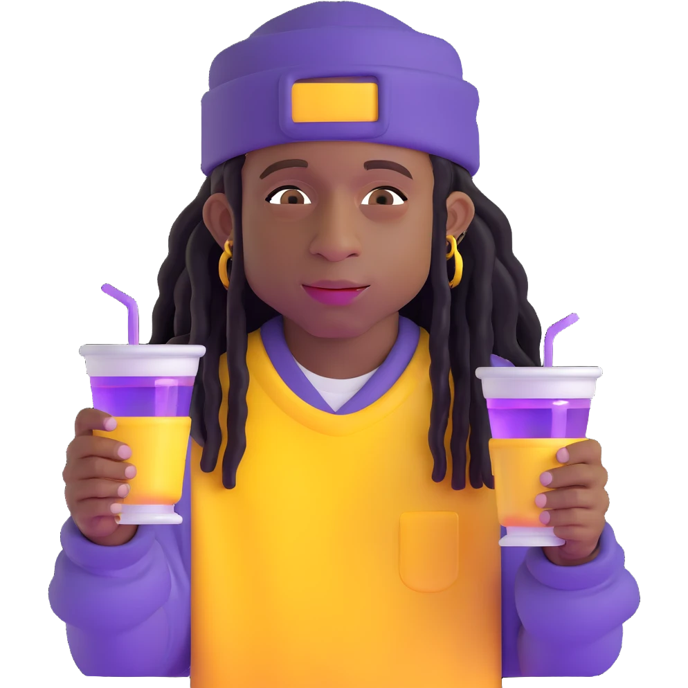 lil wayne holding a double cup with purple liquid inside emoji