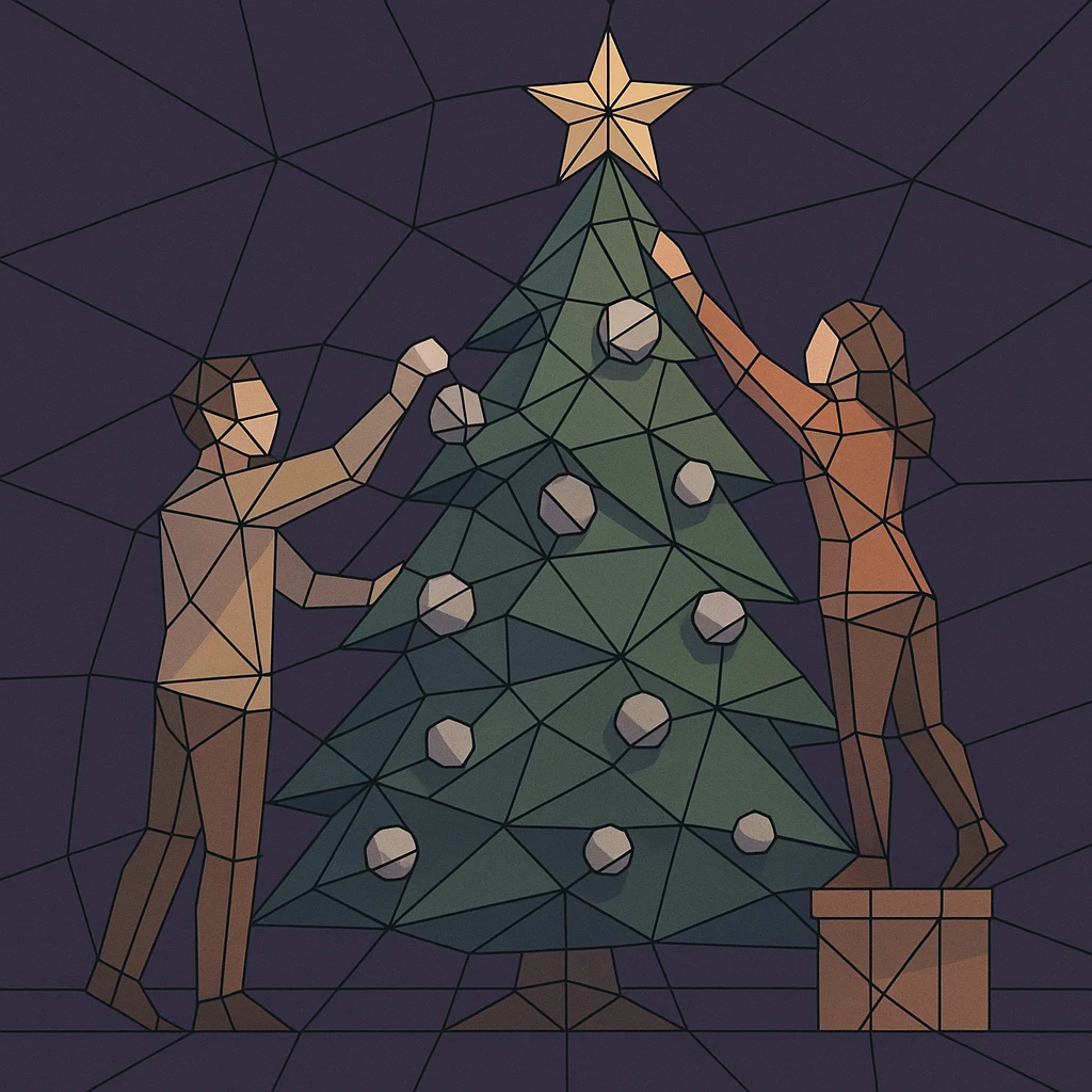 people decorating a Christmas tree emoji
