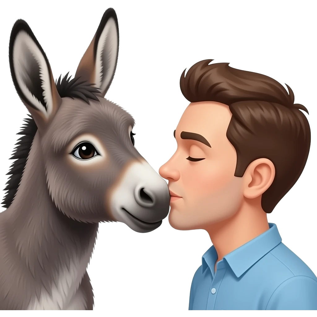 A emoji kissing a donkeys but emoji