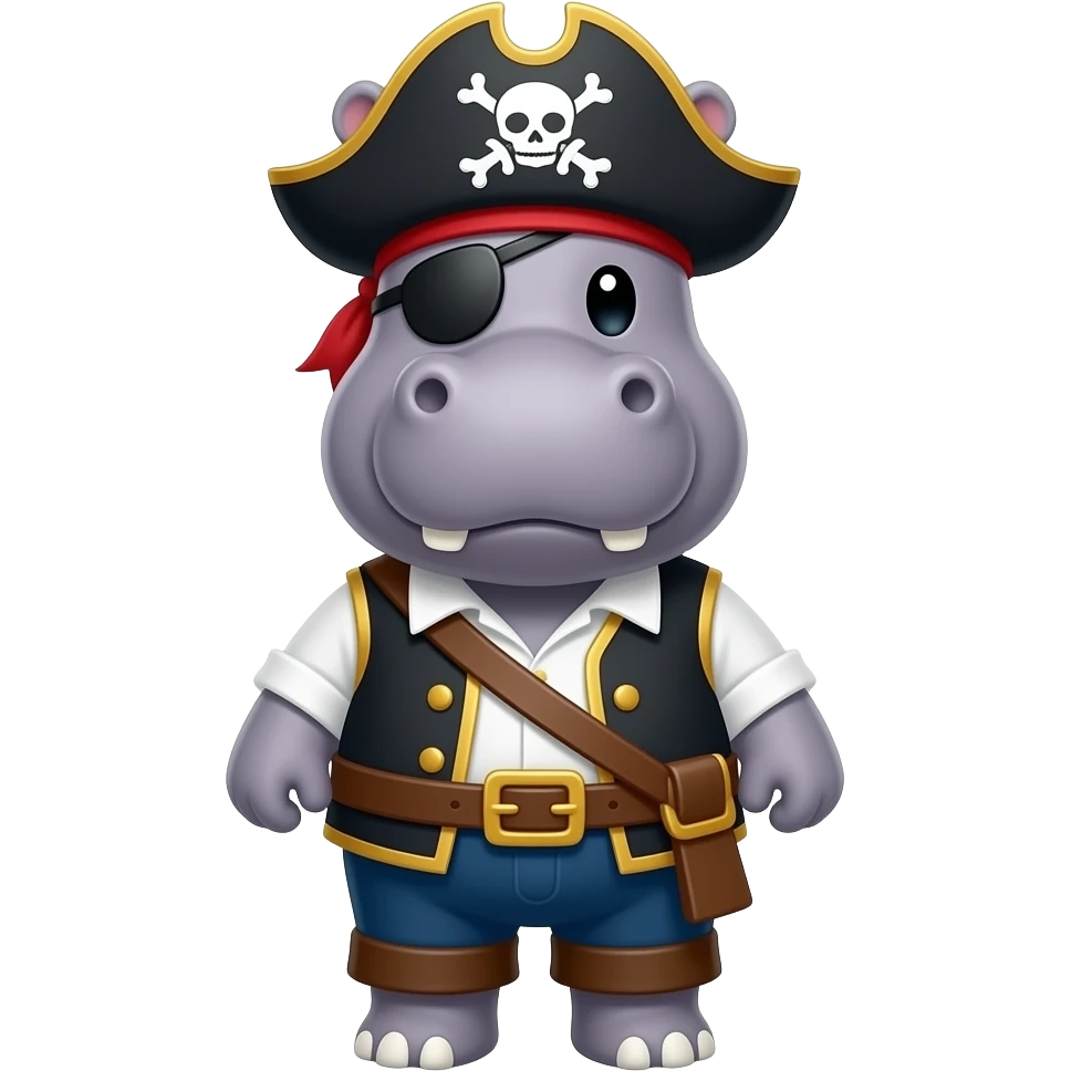 Hippo in a pirate costume emoji