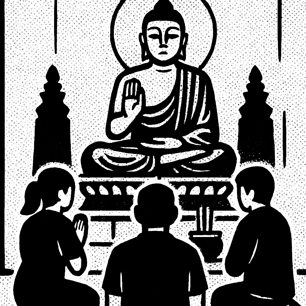 people praying in a Buddhist temple emoji