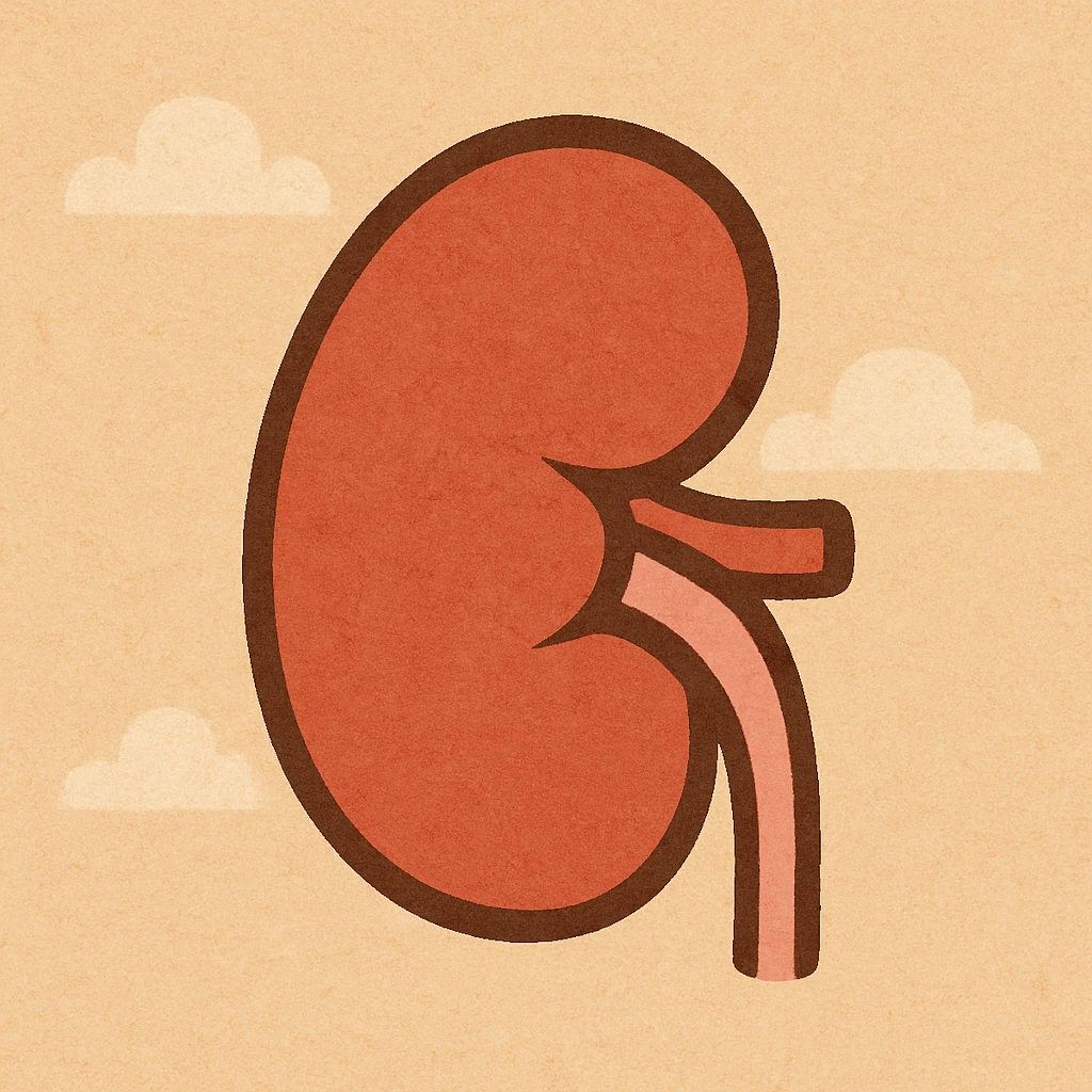 kidney icon, flat color style, simple and modern, red and pink emoji