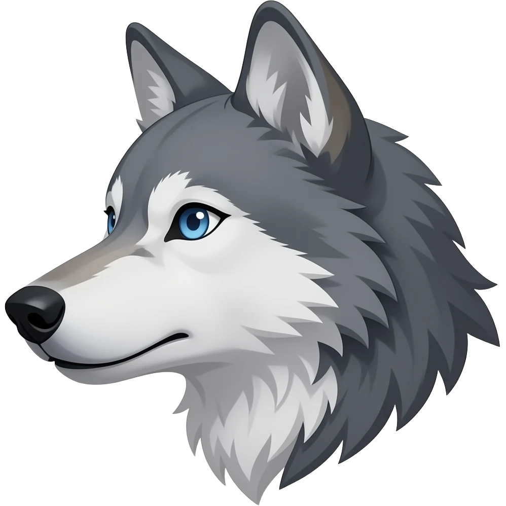 A little bit gorgeous gray wolf head realistic Turn sideways light blue gray eyes But see  like anime eyes emoji