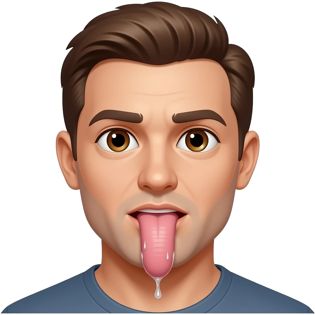 Man brown eyes sucking on long penis drooling emoji
