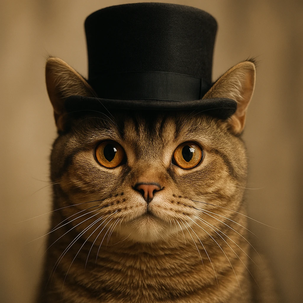 cat wearing a tophat emoji
