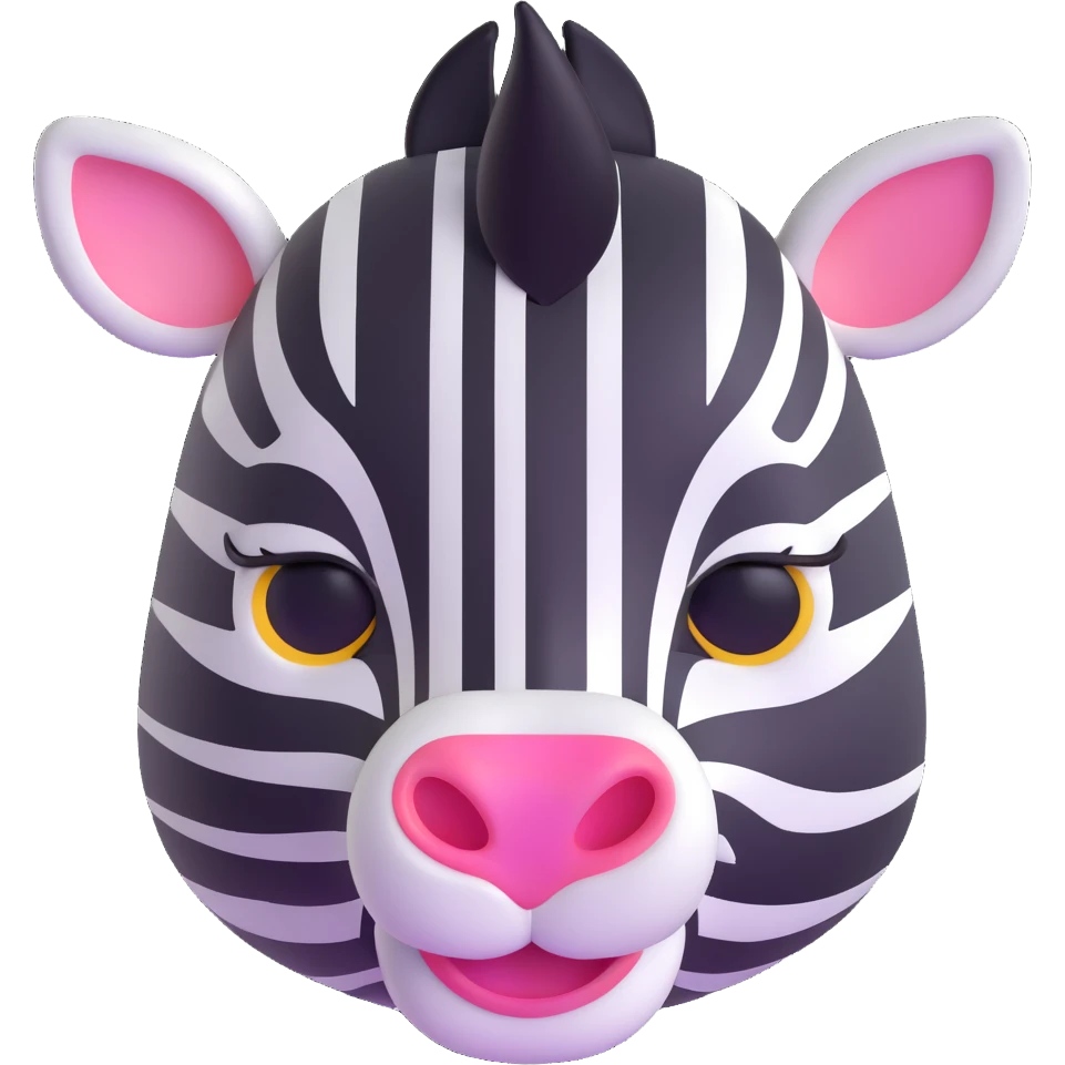 zebra's face with modern 3D emoji look emoji