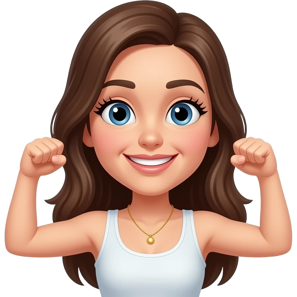 A funny emoji wearing a long eyelashes and flexing her nails emoji