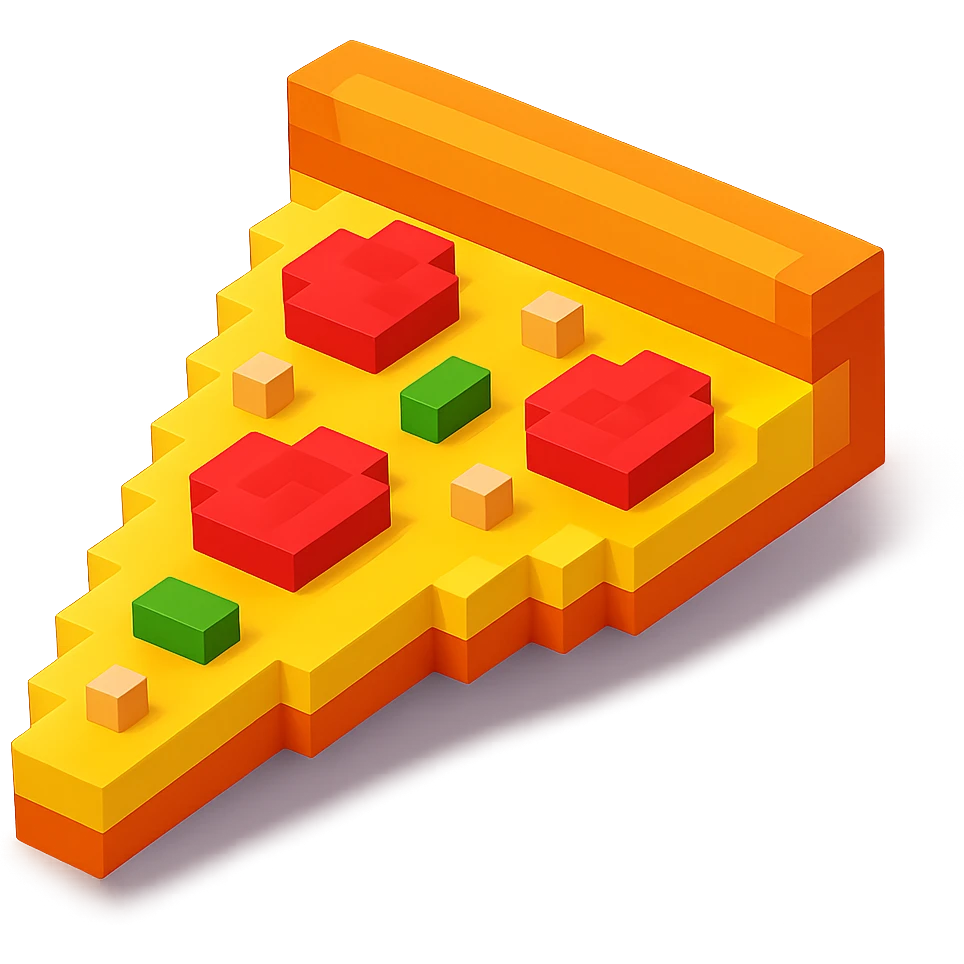 voxel style slice of pizza emoji