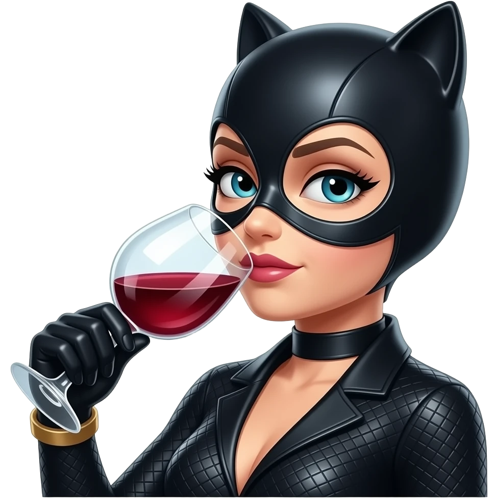 Catwoman Drinking wine emoji