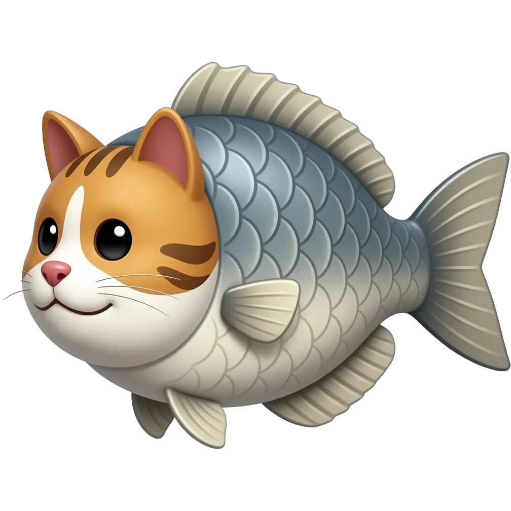 make a cat shaped like a fish that looks like a dog emoji