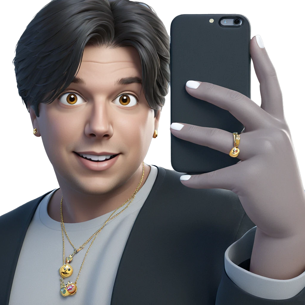 casual selfie with jewelry emoji