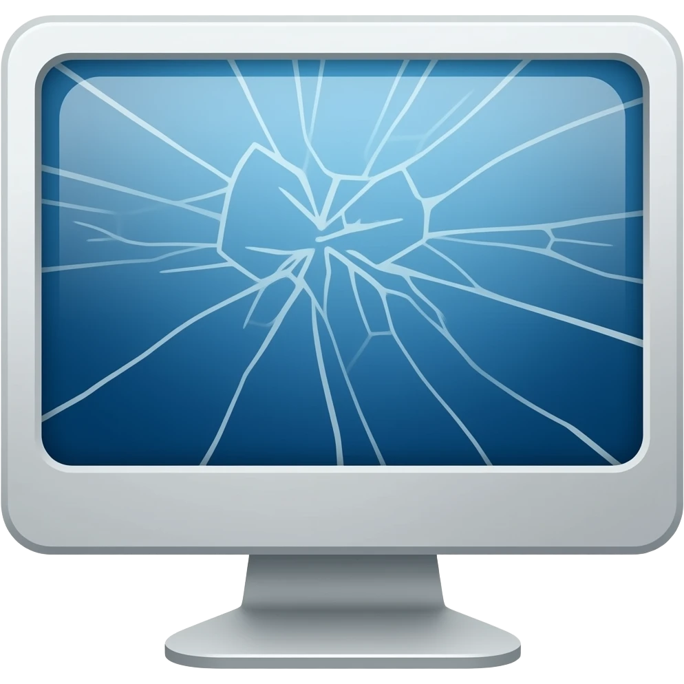 Computer with a cracked screen emoji
