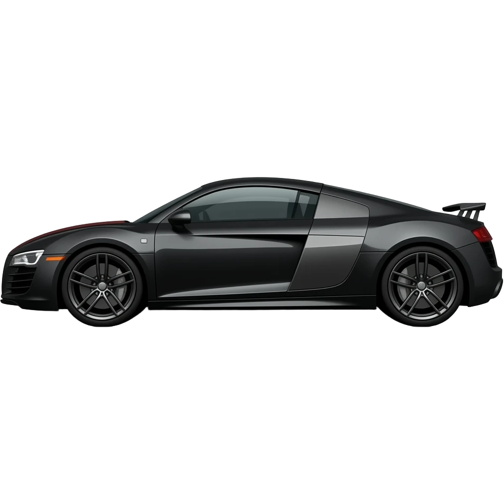 Svart og litt rød Audi r8 men litt fra siden å mer emojiete emoji