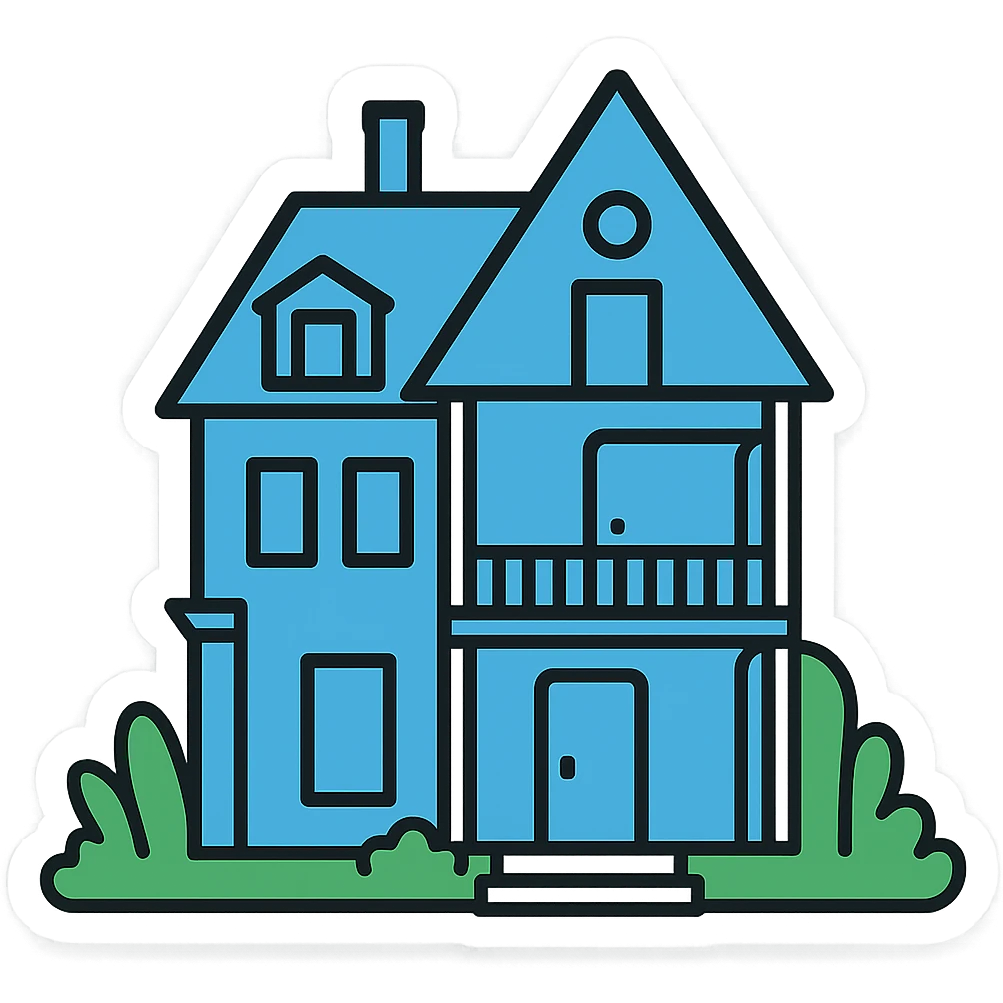 minimal house, sticker, blue emoji