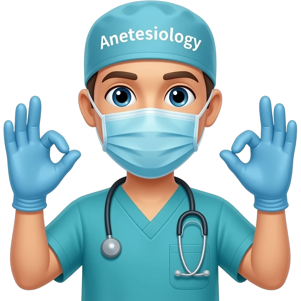 Anesthesiology Doctor with Scrub hand and specialty written on hat emoji