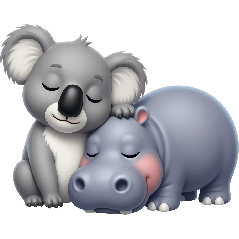 koala and hippo sleeping together emoji