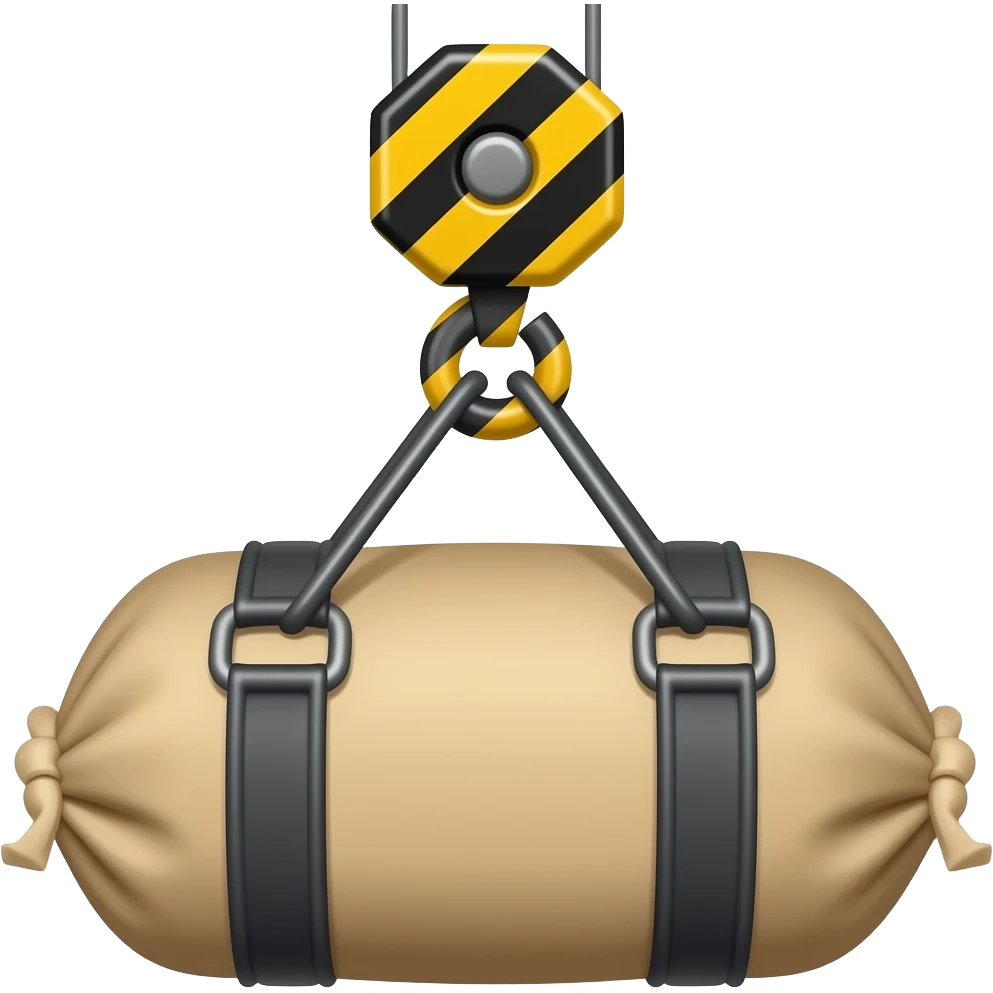 an overhead crane carrying four sided tonne bag emoji