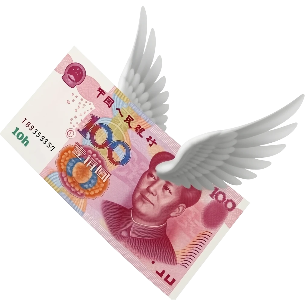 red money flew away with wings. emoji