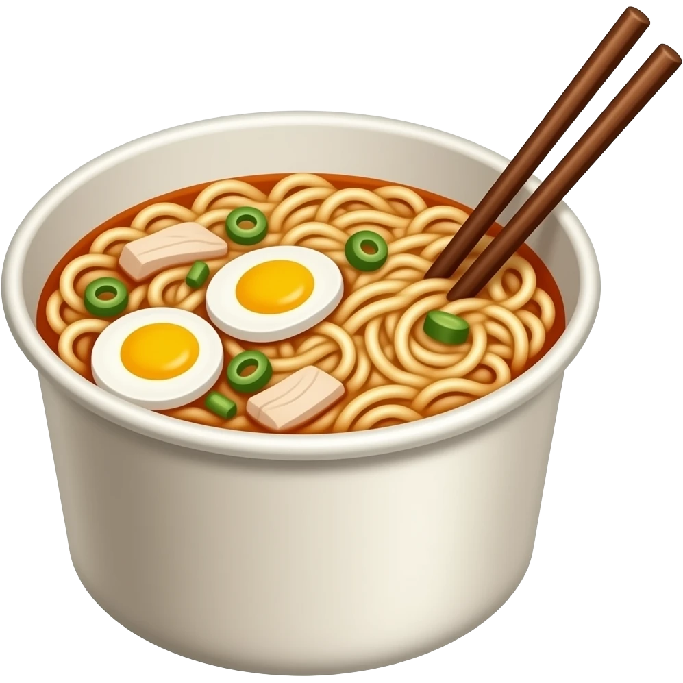 Spicy chicken Noodles in a cup with chopsticks emoji