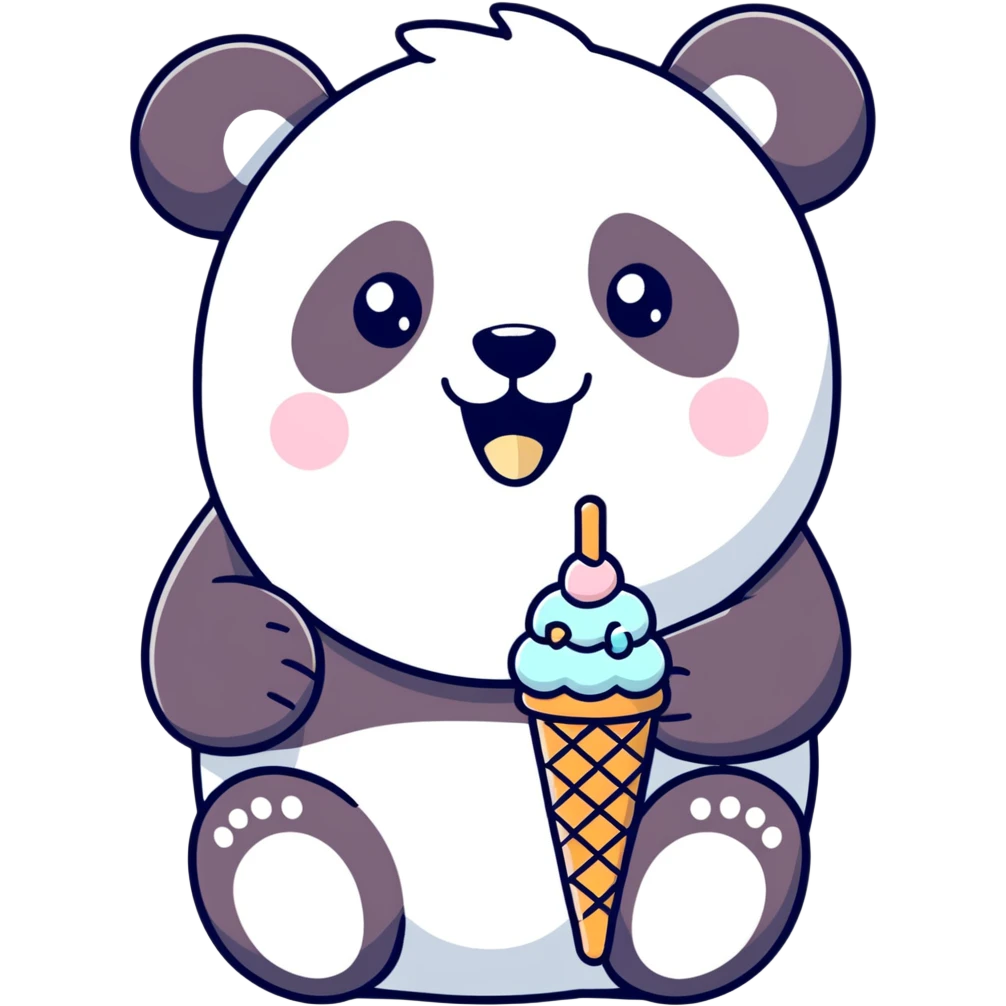 Panda eating ice cream emoji