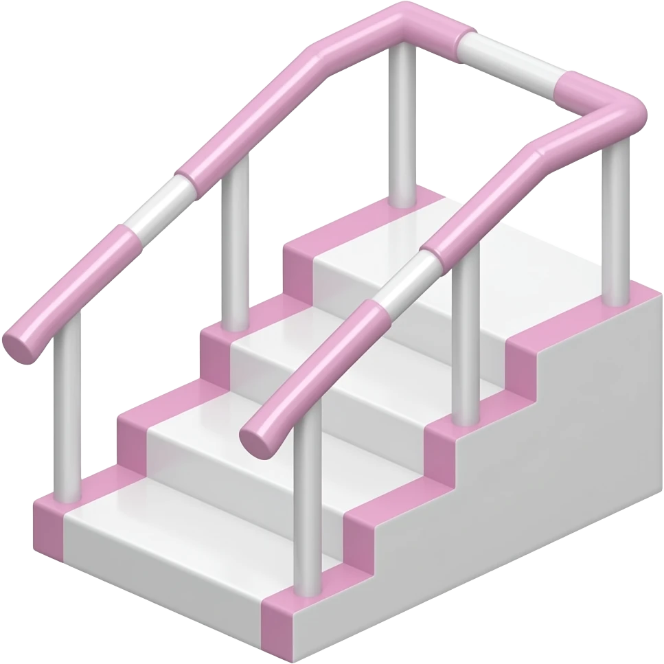 White gym stairs equipament with pastel pink without handrail, no backdrop emoji